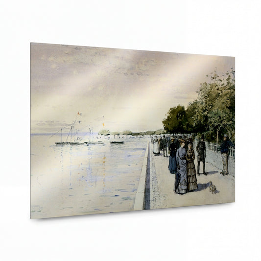 Obraz Frederick Childe Hassam — Promenade — umělecký kovový obraz s vysokým leskem — umělecký kovový obraz s vysokým leskem