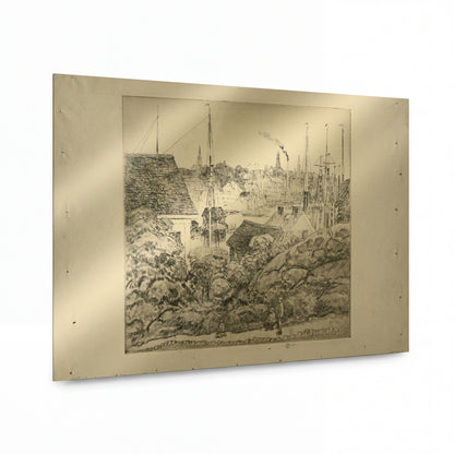Obraz Frederick Childe Hassam — The Harbor of a Thousand Masts — reprodukce na lesklém hliníkovém panelu