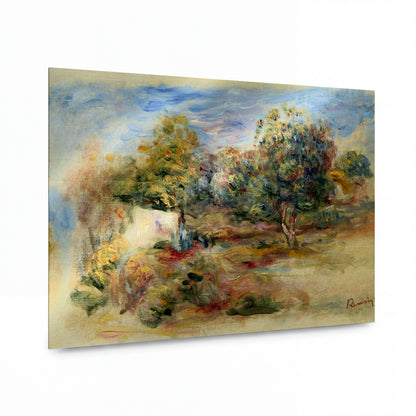 Obraz Pierre-Auguste Renoir — Landscape with House — prémiová reprodukce na kovovém panelu — prémiová reprodukce na kovovém panelu