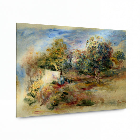 Obraz Pierre-Auguste Renoir — Landscape with House — prémiová reprodukce na kovovém panelu — prémiová reprodukce na kovovém panelu