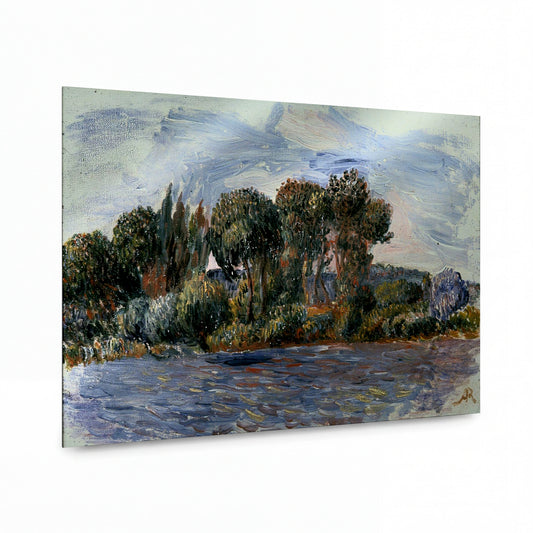 Obraz Pierre-Auguste Renoir — Trees by the Edge of a River — prémiová reprodukce na kovovém panelu — prémiová reprodukce na kovovém panelu
