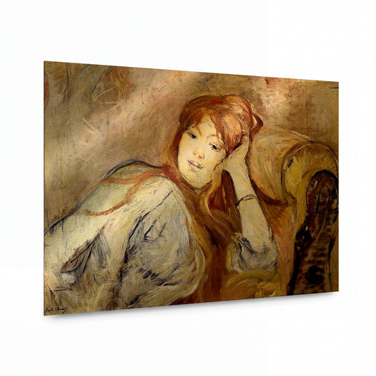 Obraz Berthe Morisot — Young Woman Leaning on Her Elbow — lesklý obraz na hliníku — lesklý obraz na hliníku