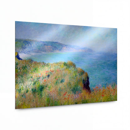 Obraz Claude Monet — Útesy s divokými květy u moře — kovový obraz na hliníkovém panelu