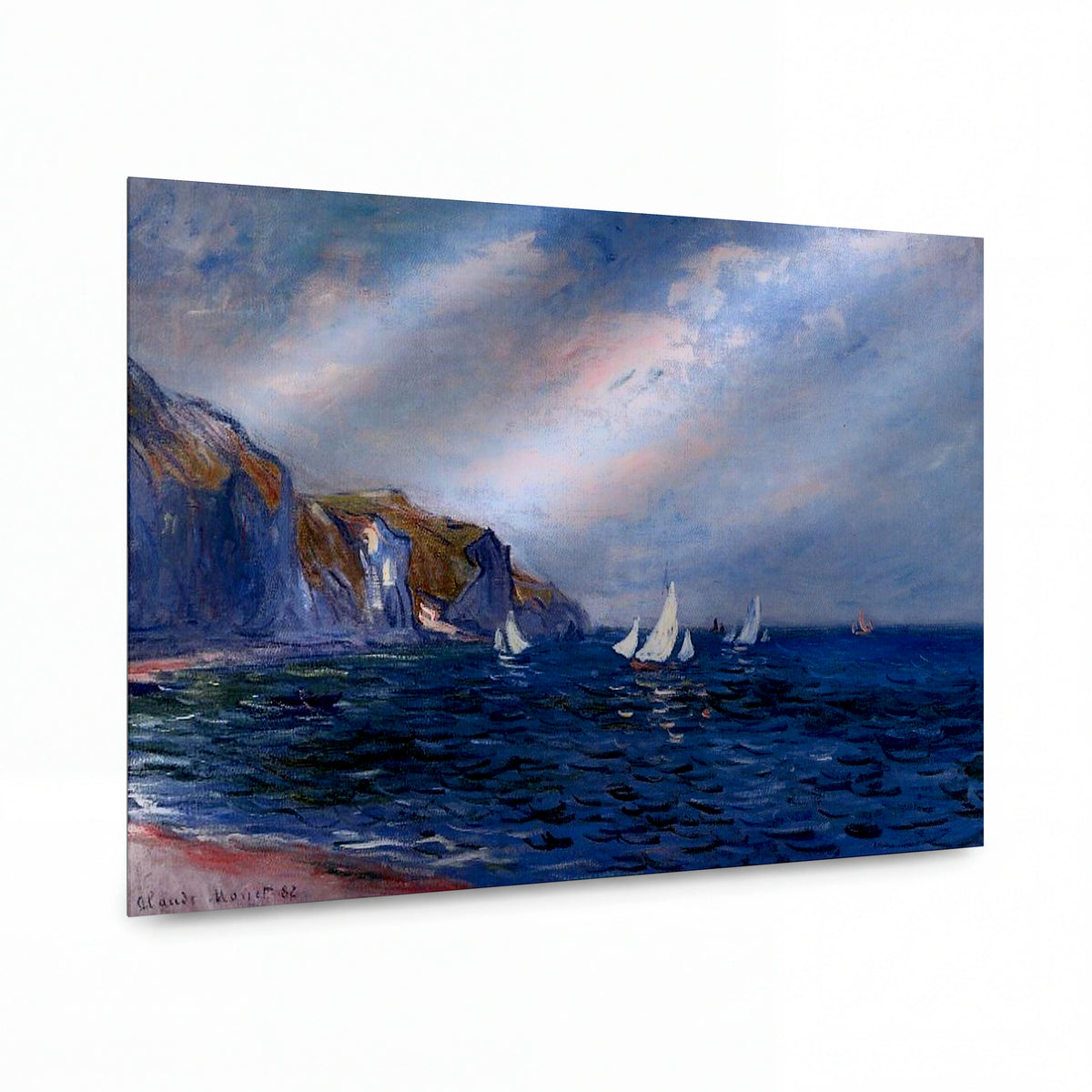 Obraz Claude Monet — Útesy s plachtami na moři — hliníkový panel s vysokým leskem
