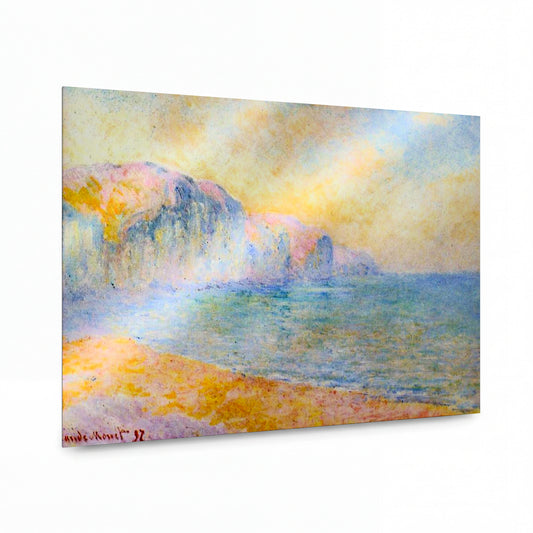 Obraz Claude Monet — Pobřeží se skalním útesem v mlze — reprodukce na lesklém hliníkovém panelu