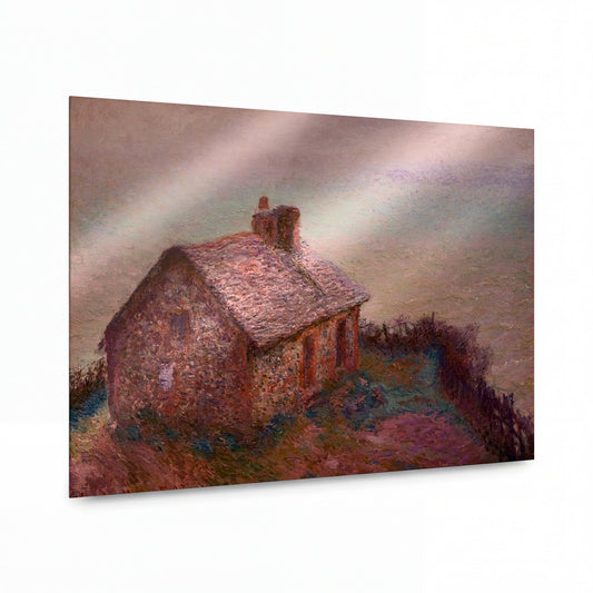 Obraz Claude Monet — Dům na útesu v mlhavém světle — kovová reprodukce s vysokým leskem