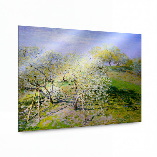 Obraz Claude Monet — Kvetoucí ovocný sad na jaře — luxusní reprodukce na kovu