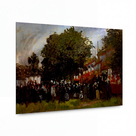 Obraz Claude Monet — Slavnost v ulicích Paříže — umělecký kovový obraz s vysokým leskem