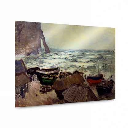 Obraz Claude Monet — Rybářské lodě u mořského pobřeží — lesklý obraz na hliníku