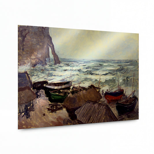 Obraz Claude Monet — Rybářské lodě u mořského pobřeží — lesklý obraz na hliníku