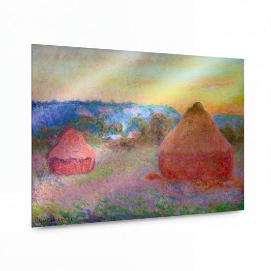 Obraz Claude Monet — Stohy sena v zapadajícím slunci — luxusní reprodukce na kovu