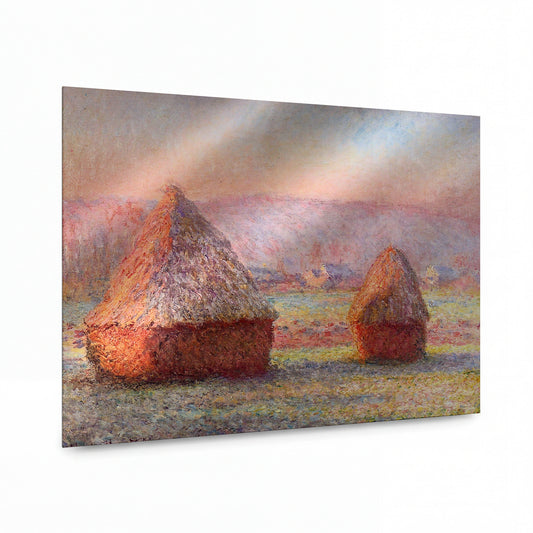 Obraz Claude Monet — Stoh sena v zimním slunci — reprodukce na kovovém panelu s vysokým leskem
