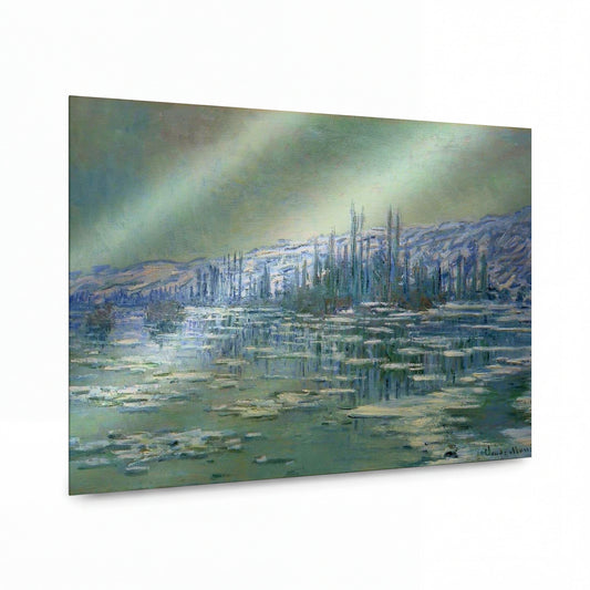 Obraz Claude Monet — Zamrzlá řeka s ledovými krami — kovový obraz na hliníkovém panelu