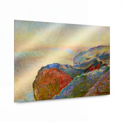 Obraz Claude Monet — Pobřežní útesy s květinovou loukou — luxusní reprodukce na kovu — luxusní reprodukce na kovu