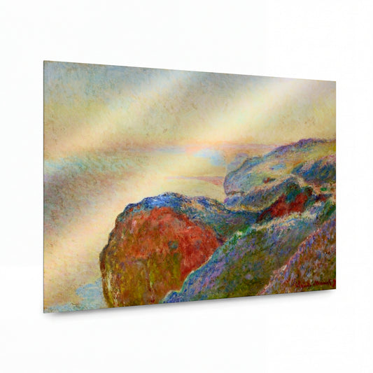 Obraz Claude Monet — Pobřežní útesy s květinovou loukou — luxusní reprodukce na kovu — luxusní reprodukce na kovu