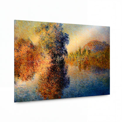 Obraz Claude Monet — Podzimní stromy u vody — kovový obraz s vysokým leskem