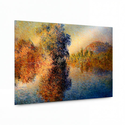 Obraz Claude Monet — Podzimní stromy u vody — kovový obraz s vysokým leskem