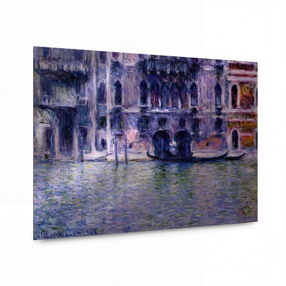 Obraz Claude Monet — Benátský palác s gondolou — lesklý obraz na hliníku — lesklý obraz na hliníku
