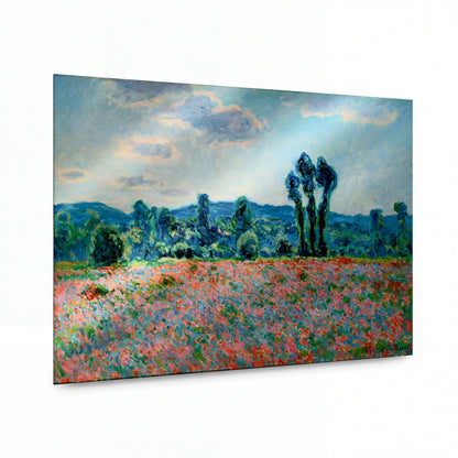 Obraz Claude Monet — Makové pole s topoly — luxusní reprodukce na kovu — luxusní reprodukce na kovu