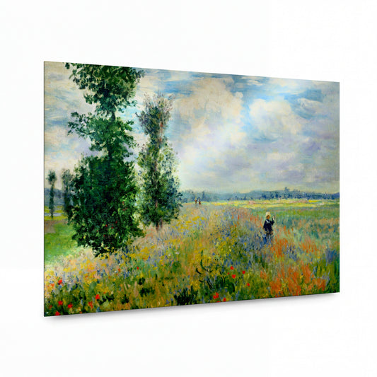Obraz Claude Monet — Makové pole s ženou v trávě — kovový obraz na hliníkovém panelu