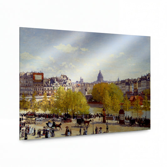 Obraz Claude Monet — Pařížský nábřeží se Seinou a kupoli Pantheonu — reprodukce na lesklém hliníkovém panelu