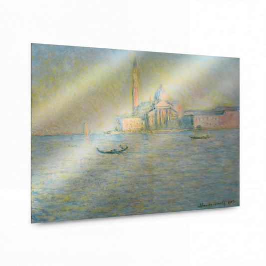 Obraz Claude Monet — Benátský kostel San Giorgio Maggiore — kovový obraz na hliníkovém panelu — kovový obraz na hliníkovém panelu