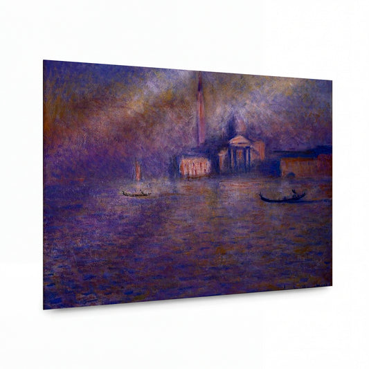 Obraz Claude Monet — Benátky v šerosvitu s gondolami — lesklý obraz na hliníku