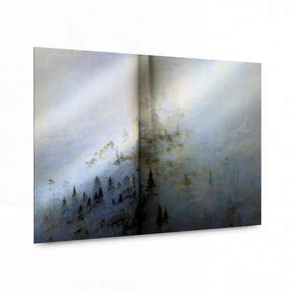 Obraz Caspar David Friedrich — Paysage de montagne dans la brume — kovový obraz na hliníkovém panelu — kovový obraz na hliníkovém panelu