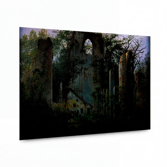 Obraz Caspar David Friedrich — Ruiny kláštera Eldena u Greifswaldu — kovová reprodukce s vysokým leskem