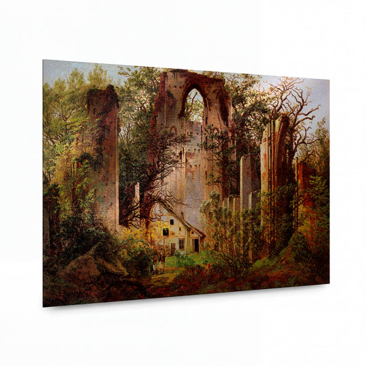Obraz Caspar David Friedrich — Zřícenina kláštera Eldena u Greifswalddu — kovová reprodukce s vysokým leskem