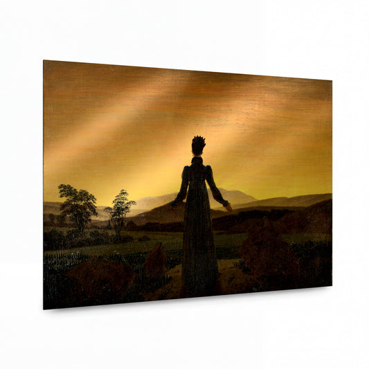 Obraz Caspar David Friedrich — Žena před vycházejícím sluncem — kovová reprodukce s vysokým leskem — kovová reprodukce s vysokým leskem