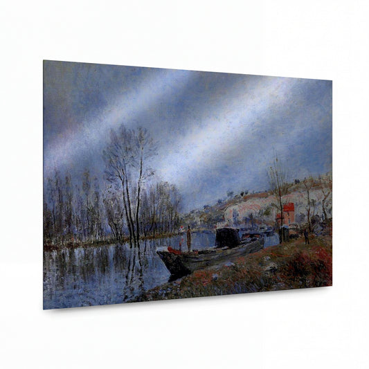 Obraz Alfred Sisley — Banks of the Loing towards Moret — reprodukce na lesklém hliníkovém panelu