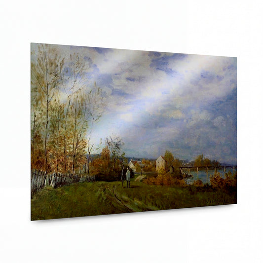 Obraz Alfred Sisley — Banks of the Seine at Bougival — kovový obraz s vysokým leskem — kovový obraz s vysokým leskem