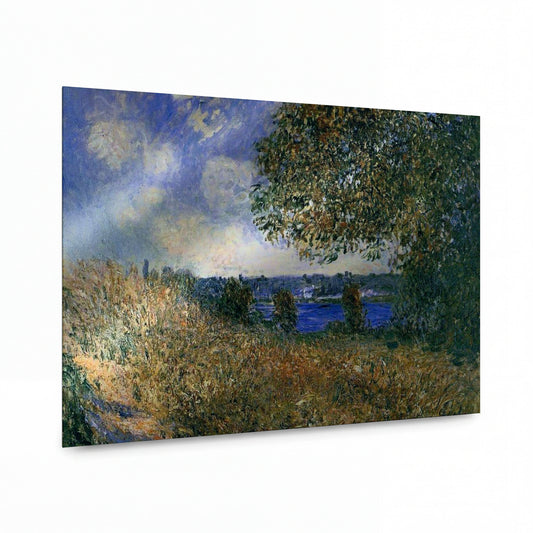 Obraz Alfred Sisley — Banks of the Seine at By — prémiová reprodukce na kovovém panelu — prémiová reprodukce na kovovém panelu