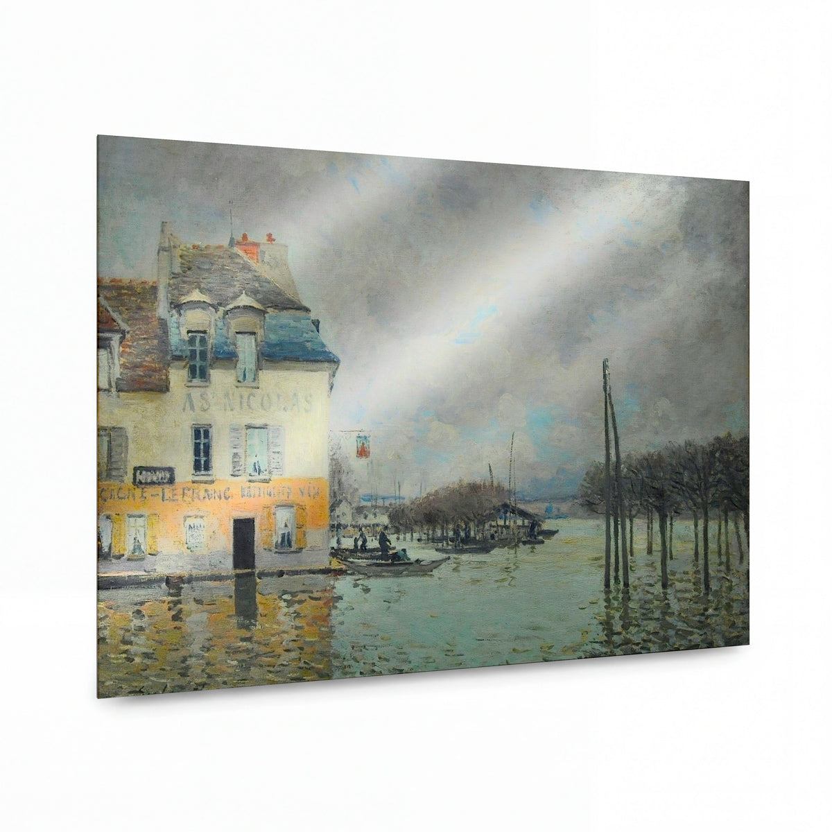 Obraz Alfred Sisley — Flood at Port-Marly — luxusní reprodukce na kovu — luxusní reprodukce na kovu