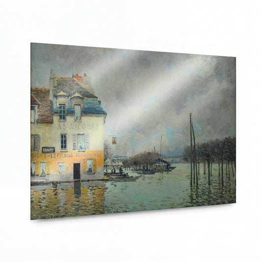Obraz Alfred Sisley — Flood at Port-Marly — luxusní reprodukce na kovu — luxusní reprodukce na kovu