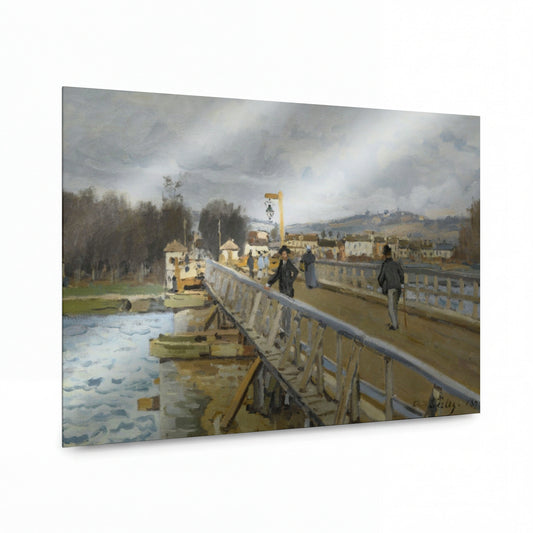 Obraz Alfred Sisley — Footbridge at Argenteuil — reprodukce na kovovém panelu s vysokým leskem — reprodukce na kovovém panelu s vysokým leskem