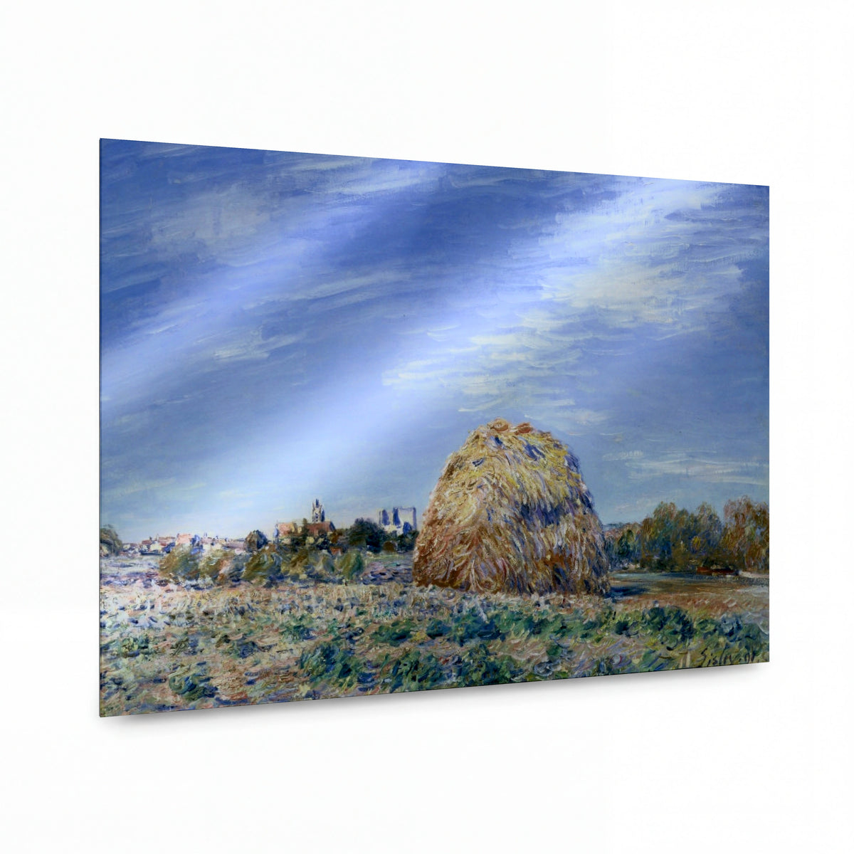 Obraz Alfred Sisley — Haystacks in Moret in October, 1890 — lesklý kovový obraz