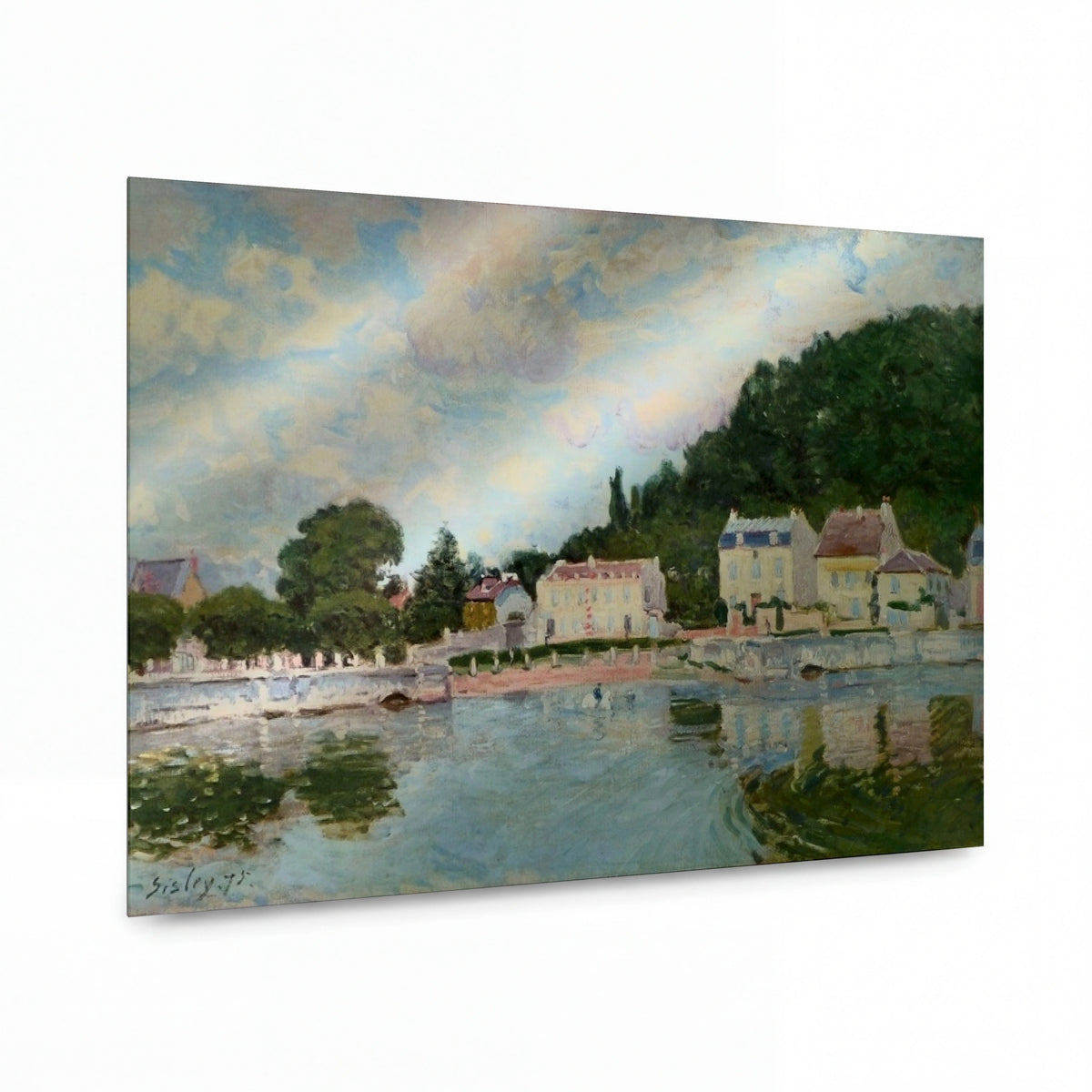 Obraz Alfred Sisley — Horses being Watered at Marly-le-Roi — prémiová reprodukce na kovovém panelu — prémiová reprodukce na kovovém panelu