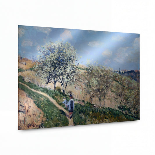 Obraz Alfred Sisley — Landscape (Spring at Bougival), 1873 — hliníkový panel s vysokým leskem — hliníkový panel s vysokým leskem