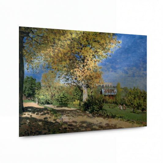 Obraz Alfred Sisley — Landscape at Louveciennes — umělecká reprodukce na hliníku — umělecká reprodukce na hliníku