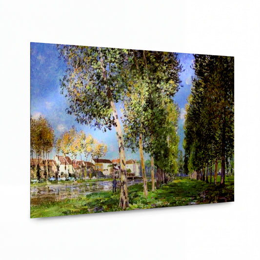 Obraz Alfred Sisley — Lane of Poplars at Moret-Sur-Loing — prémiová reprodukce na kovovém panelu — prémiová reprodukce na kovovém panelu