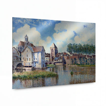 Obraz Alfred Sisley — Moret-sur-Loing, the Port of Bourgogne — luxusní reprodukce na kovu — luxusní reprodukce na kovu
