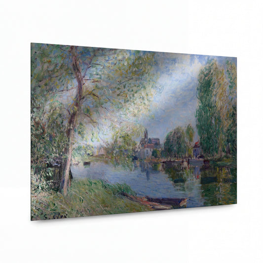 Obraz Alfred Sisley — Jaro v Moret na řece Loing — umělecký kovový obraz s vysokým leskem