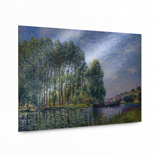 Obraz Alfred Sisley — Jaro na řece Loing — luxusní reprodukce na kovu — luxusní reprodukce na kovu