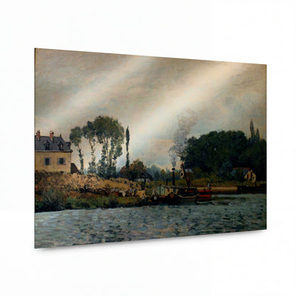Obraz Alfred Sisley — The Boat near Bougival — lesklý kovový obraz — lesklý kovový obraz