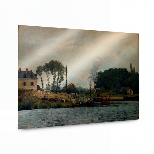 Obraz Alfred Sisley — The Boat near Bougival — lesklý kovový obraz — lesklý kovový obraz