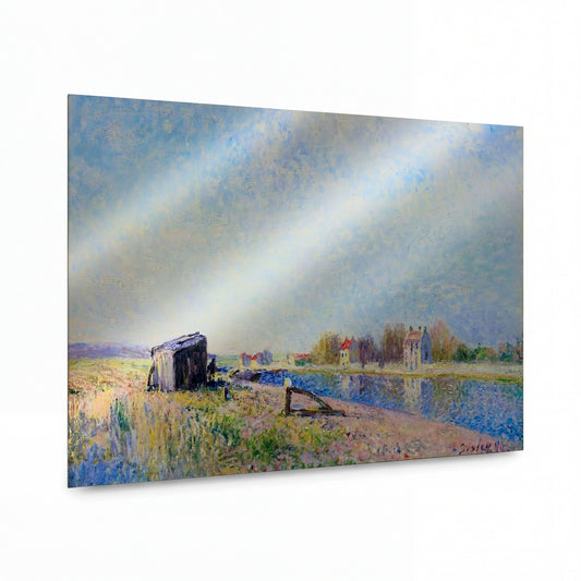 Obraz Alfred Sisley — The Channel of Loing at Saint-Mammes — luxusní reprodukce na kovu — luxusní reprodukce na kovu