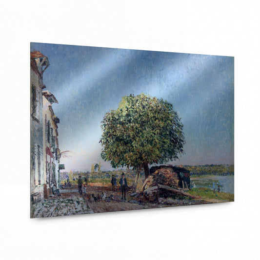 Obraz Alfred Sisley — The Chestnut Tree at Saint-Mammes — prémiová reprodukce na kovovém panelu — prémiová reprodukce na kovovém panelu