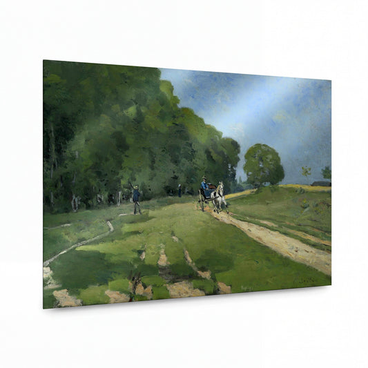 Obraz Alfred Sisley — The Road near the Park of Courances — kovový obraz s vysokým leskem — kovový obraz s vysokým leskem